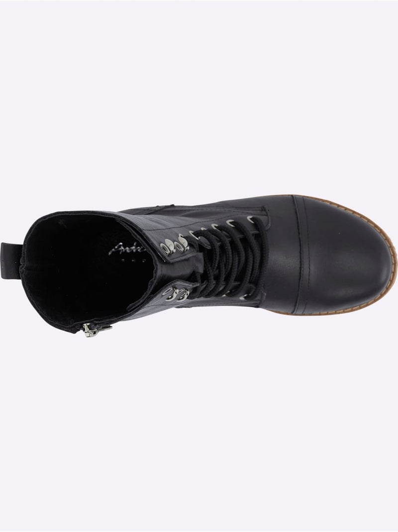 Bottines à Lacets Cuir Nappa De Vache - Taille Standard - Helline Noir - Kiabi