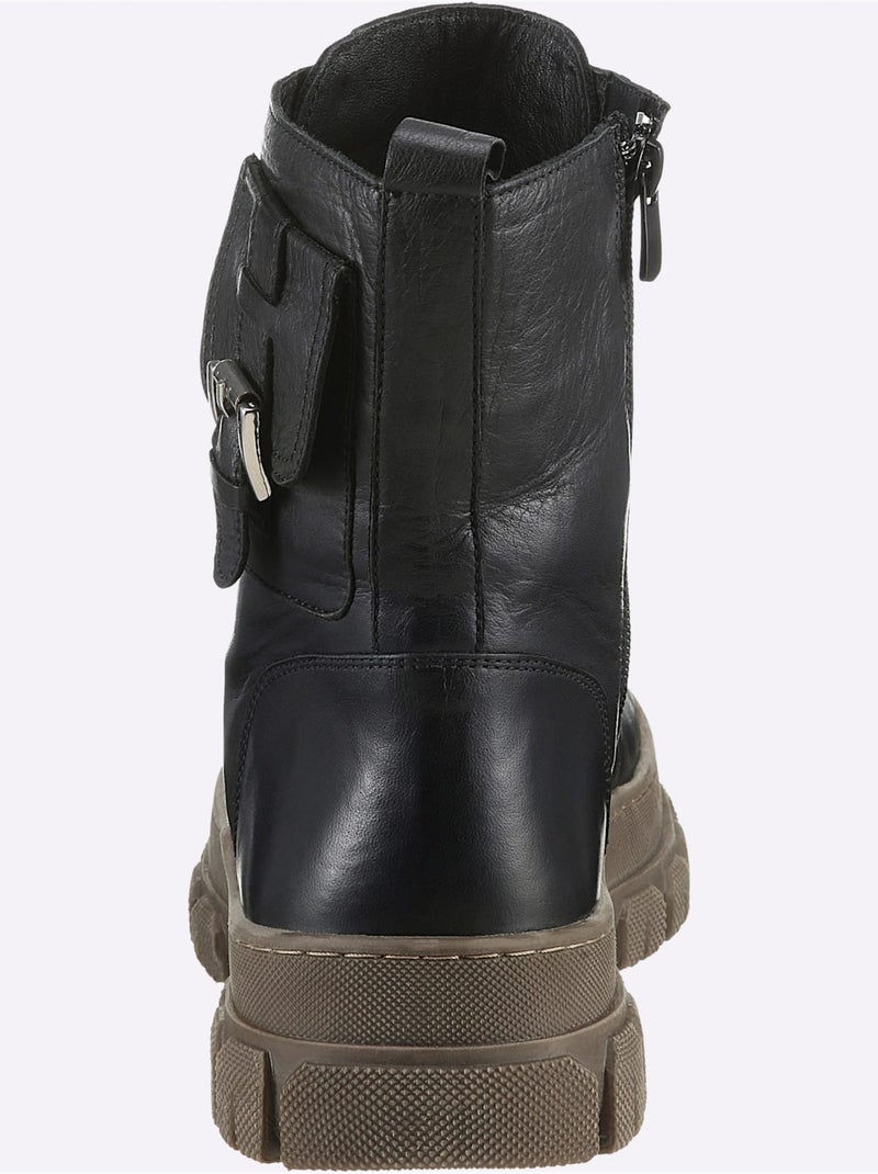 Bottines à Lacets Cuir Nappa De Vache - Taille Standard - Helline Noir - Kiabi