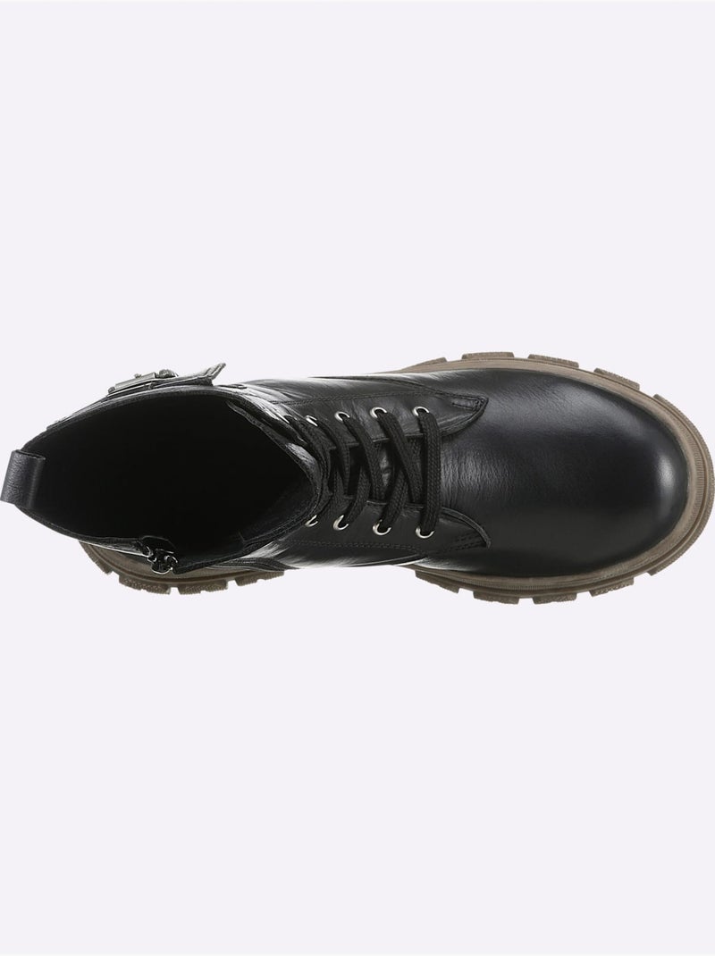 Bottines à Lacets Cuir Nappa De Vache - Taille Standard - Helline Noir - Kiabi