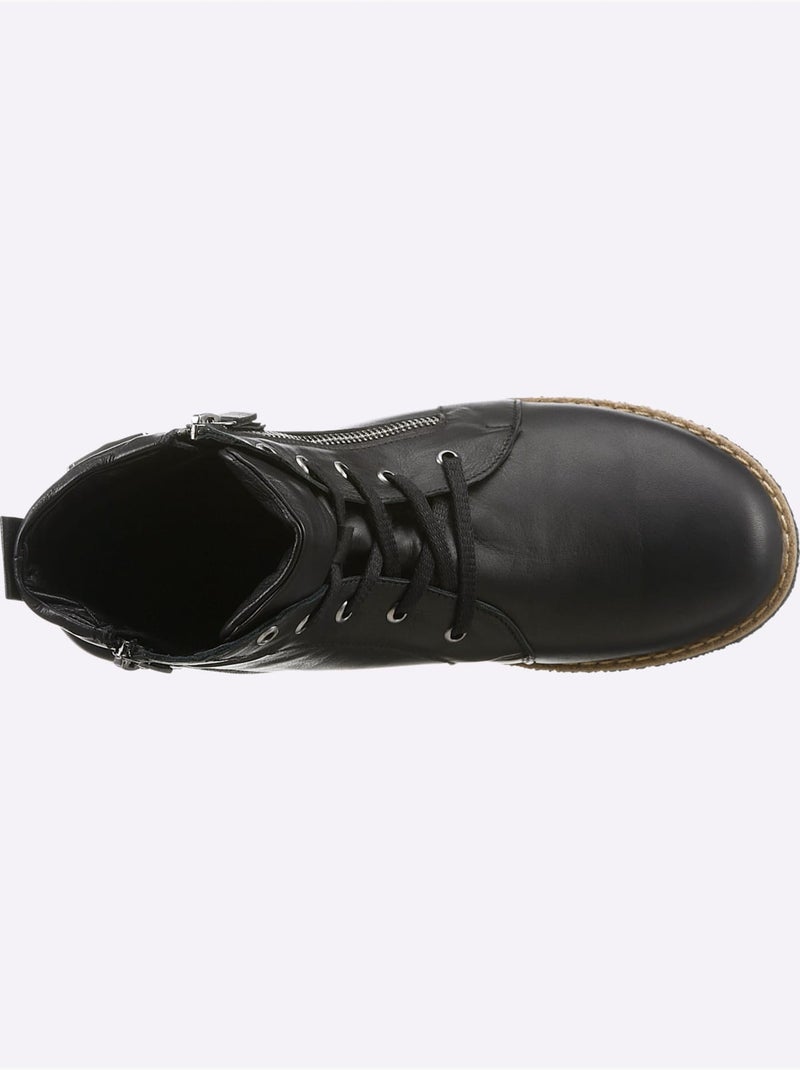 Bottines à Lacets Cuir Nappa De Vache - Taille Standard - Helline Noir - Kiabi