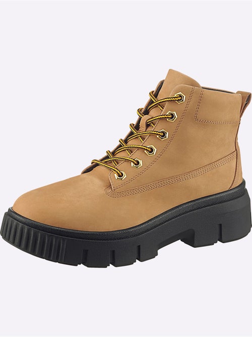 Bottines à Lacets Cuir Vachette - Taille Standard - helline - Kiabi