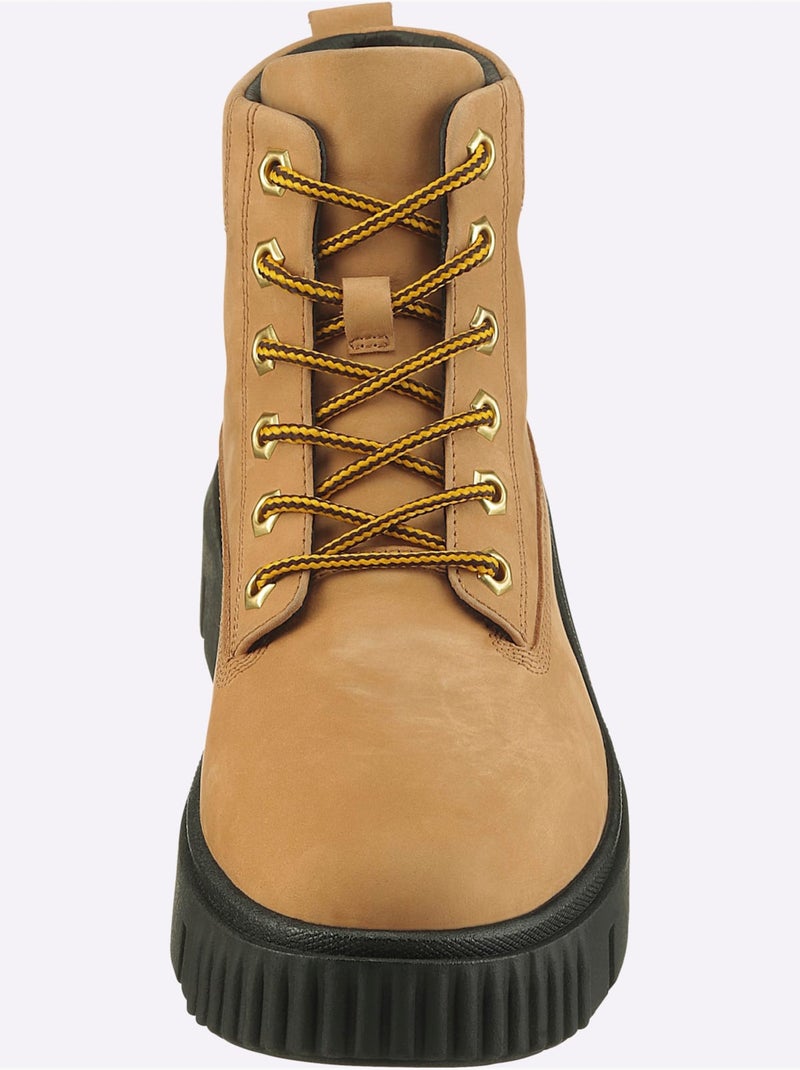 Bottines à Lacets Cuir Vachette - Taille Standard - helline Jaune - Kiabi