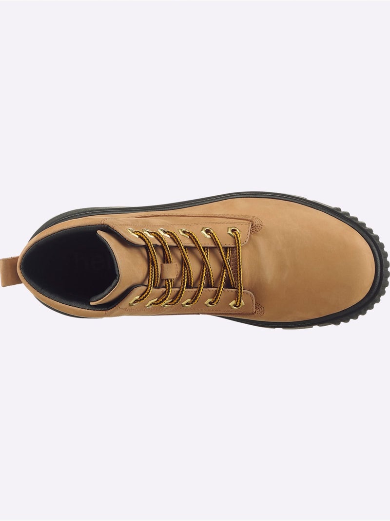 Bottines à Lacets Cuir Vachette - Taille Standard - helline Jaune - Kiabi