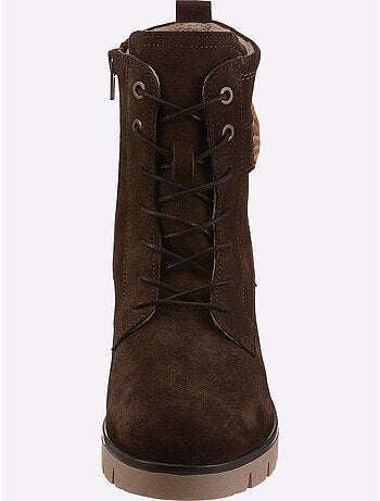 Bottines à lacets cuir velours de vache. - taille standard - helline