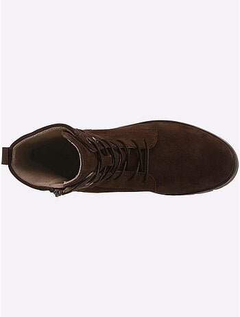 Bottines à lacets cuir velours de vache. - taille standard - helline