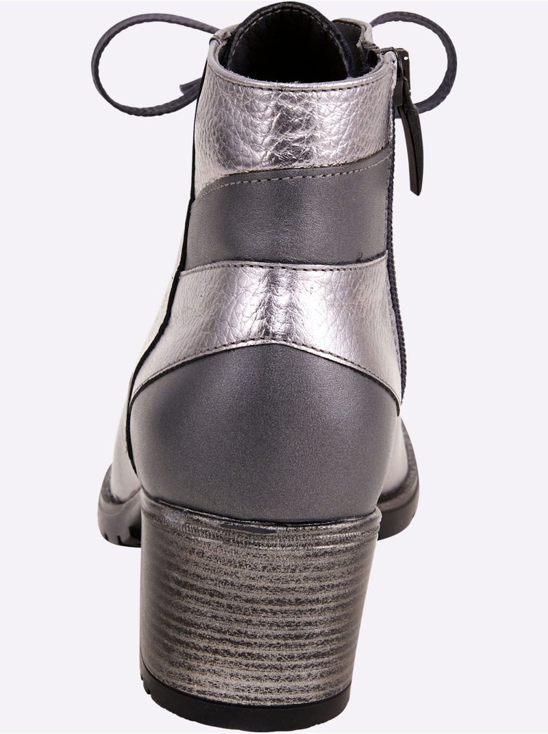 Bottines à Lacets De Fabrication Portugaise - Taille Standard - Helline Gris Argenté - Kiabi