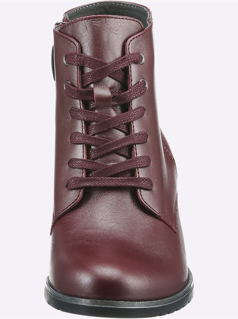 Bottines à Lacets De Fabrication Portugaise - Taille Standard - Helline Noir Bordeaux - Kiabi