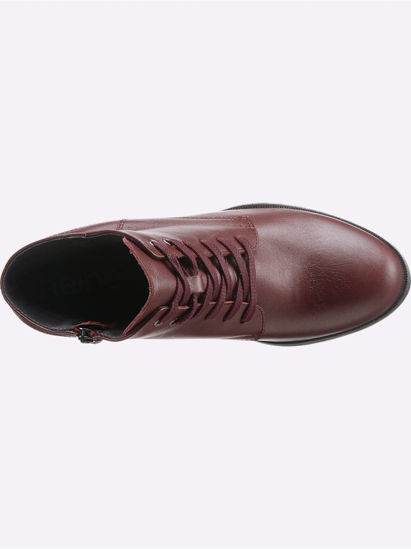 Bottines à Lacets De Fabrication Portugaise - Taille Standard - Helline Noir Bordeaux - Kiabi