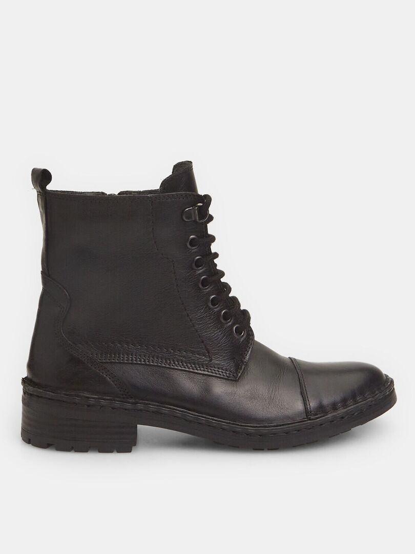 Bottines à lacets en cuir BATA Noir - Kiabi