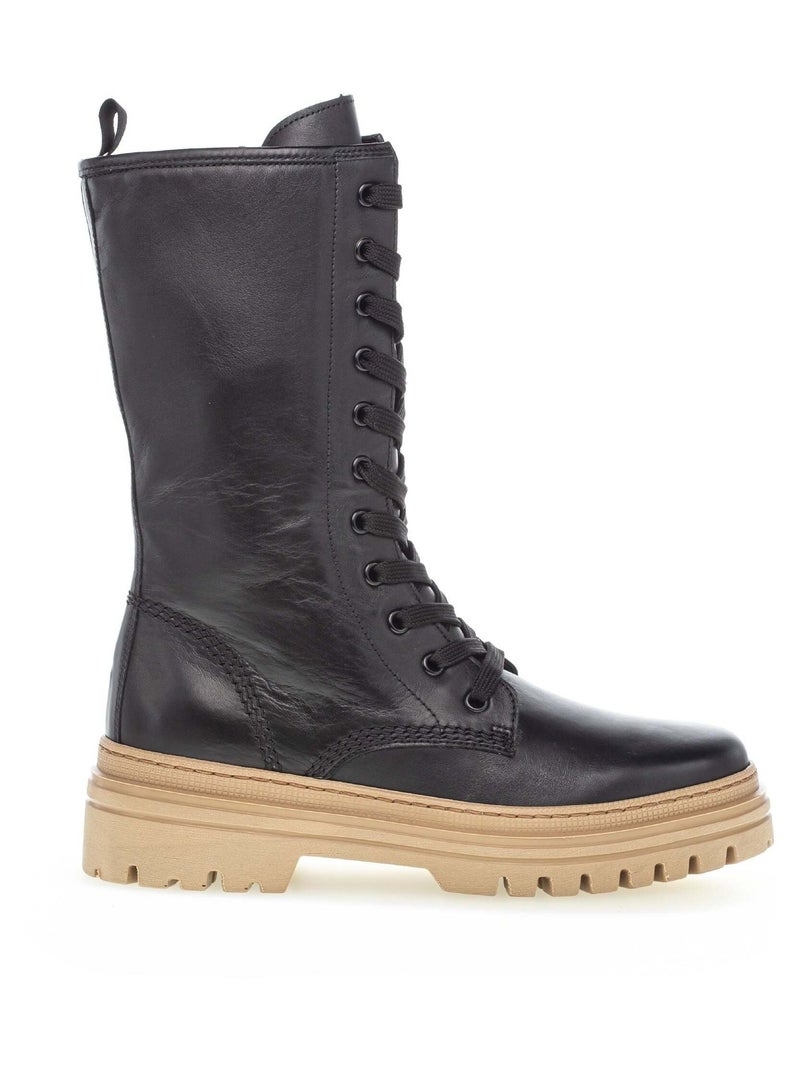 Bottines à lacets  en cuir lisse Gabor Noir Noir - Kiabi