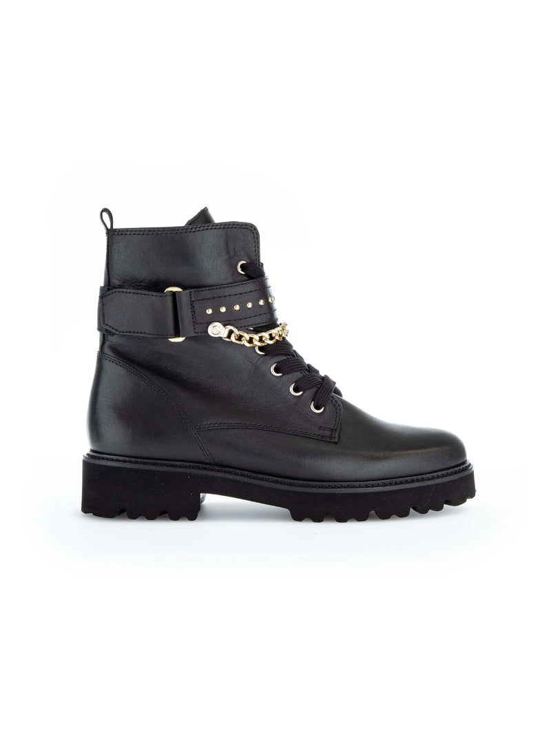 Bottines à lacets  en cuir lisse Gabor Noir Noir - Kiabi