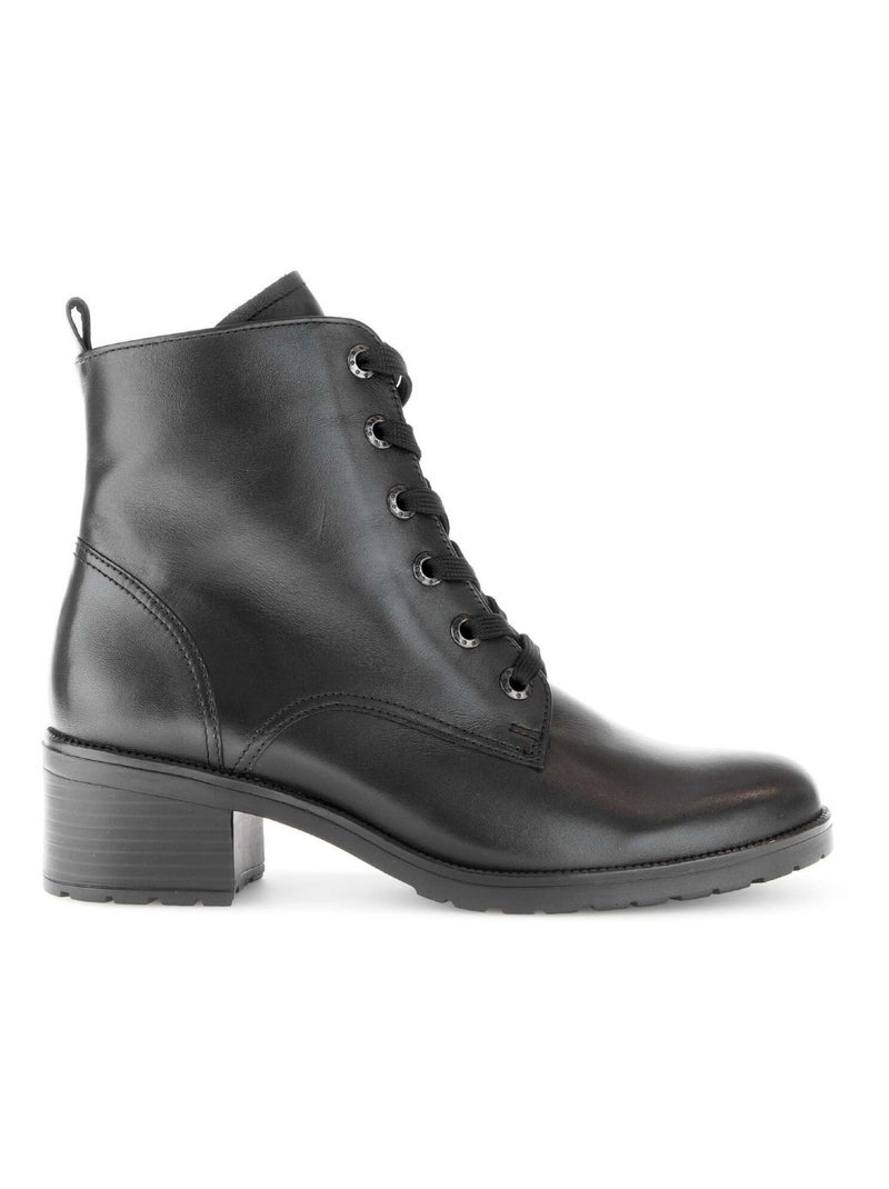 Bottines à lacets  en cuir lisse Gabor Noir Noir - Kiabi