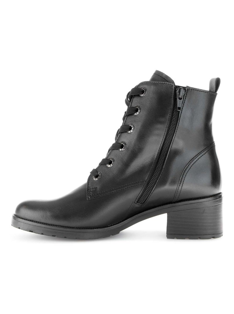 Bottines à lacets  en cuir lisse Gabor Noir Noir - Kiabi
