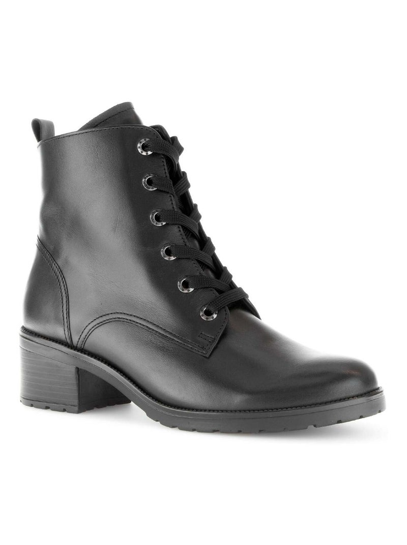 Bottines à lacets  en cuir lisse Gabor Noir Noir - Kiabi