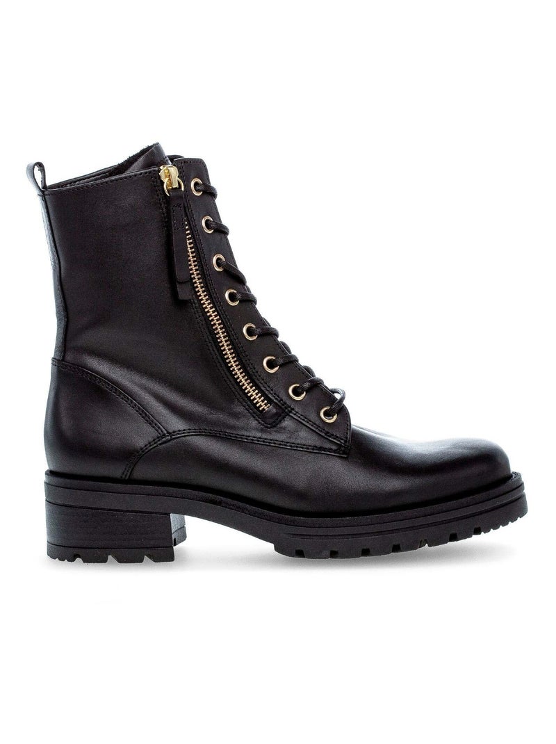 Bottines à lacets  en cuir lisse Gabor Noir Noir - Kiabi