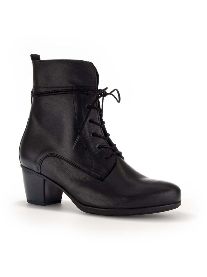 Bottines à lacets  en cuir lisse Gabor Noir Noir - Kiabi