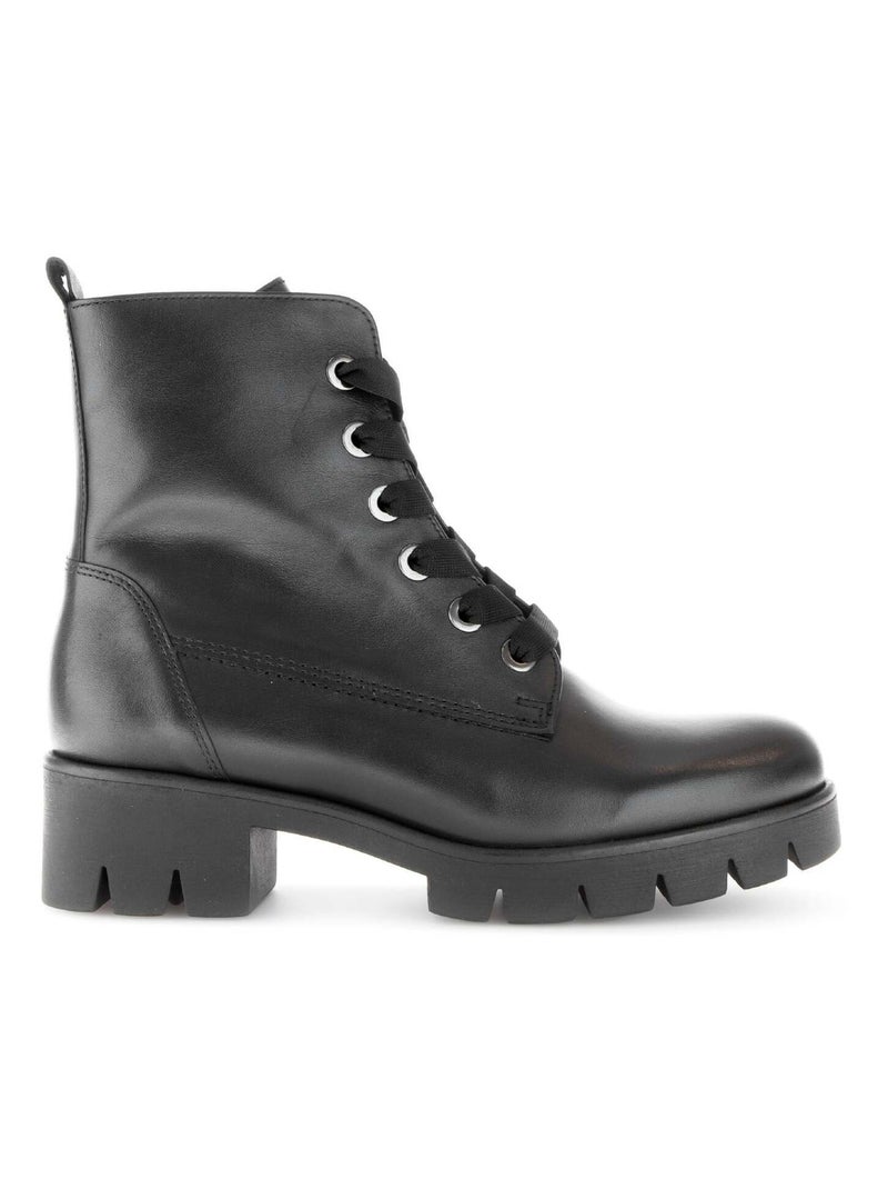 Bottines à lacets  en cuir lisse Gabor Noir Noir - Kiabi