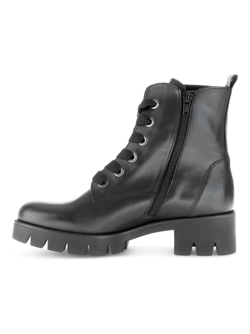 Bottines à lacets  en cuir lisse Gabor Noir Noir - Kiabi