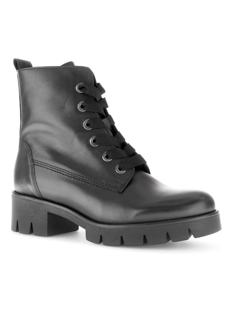 Bottines à lacets  en cuir lisse Gabor Noir Noir - Kiabi