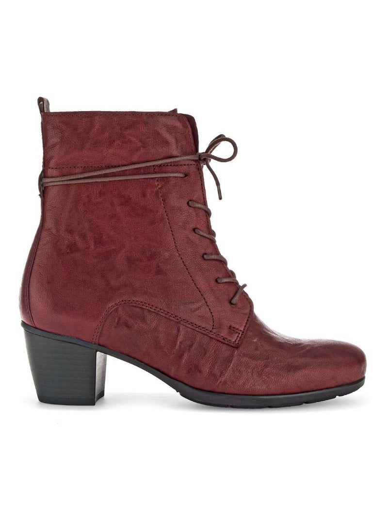 Bottines à lacets  en cuir lisse Gabor Rouge - Kiabi