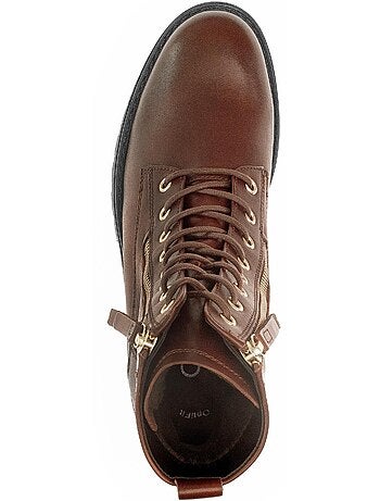 Bottines à lacets en cuir lisse