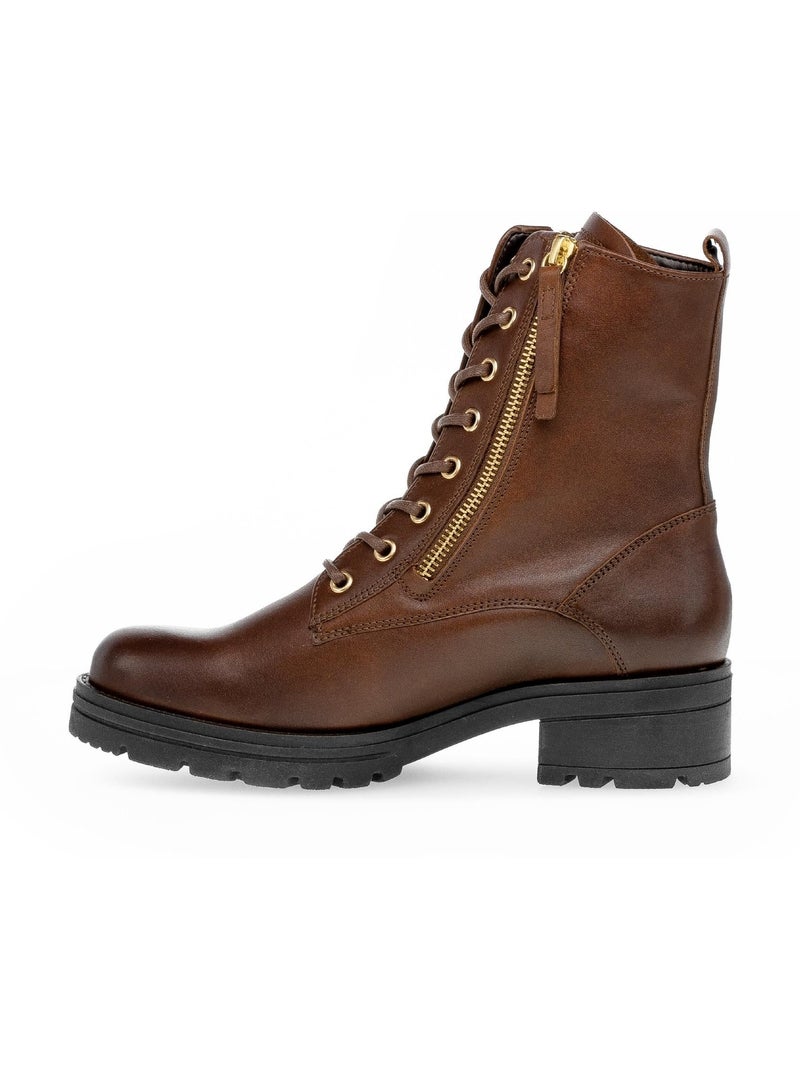 Bottines à lacets  en cuir lisse Marron clair - Kiabi