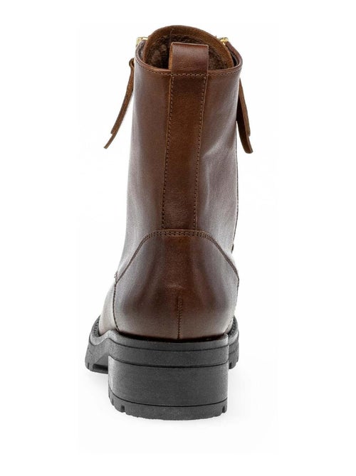 Bottines à lacets  en cuir lisse - Kiabi