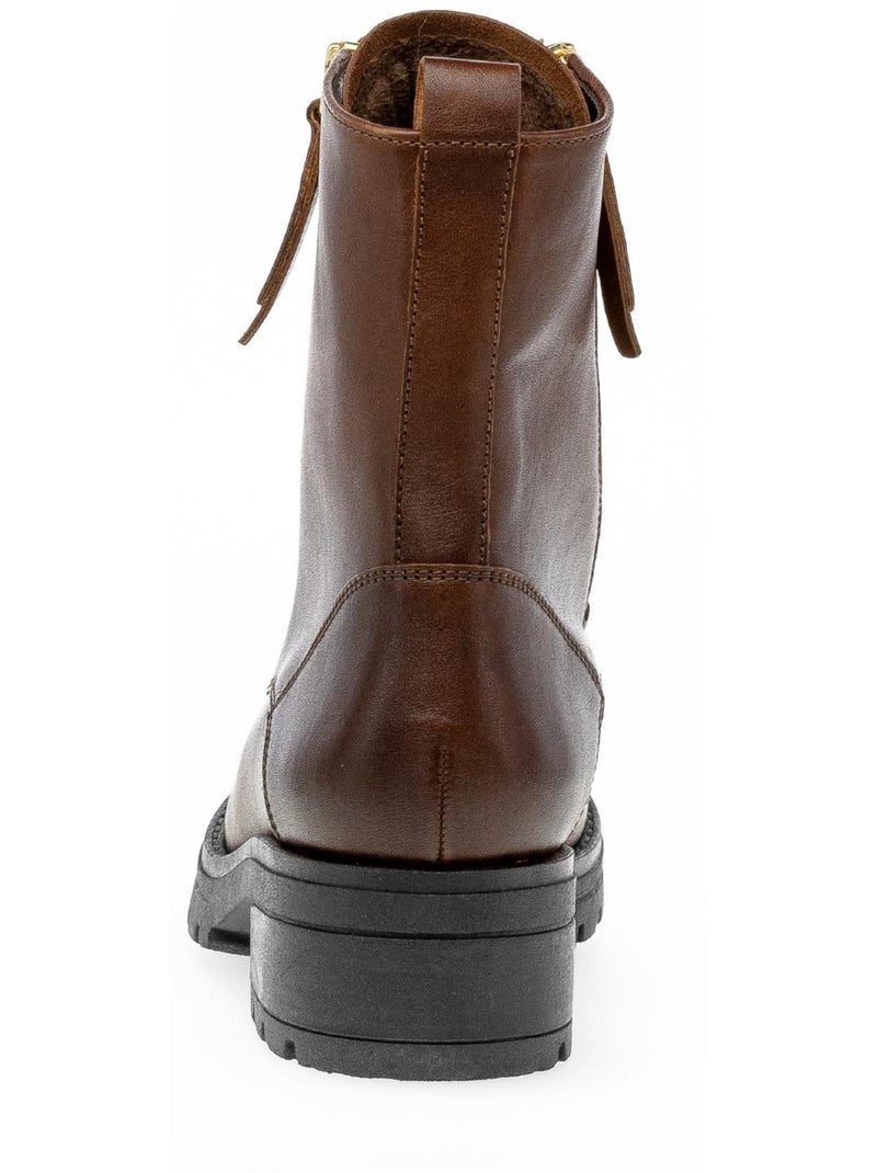 Bottines à lacets  en cuir lisse Marron clair - Kiabi