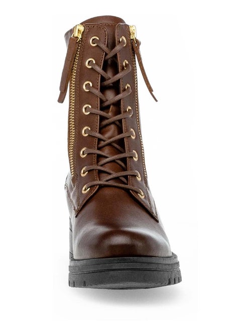 Bottines à lacets  en cuir lisse - Kiabi