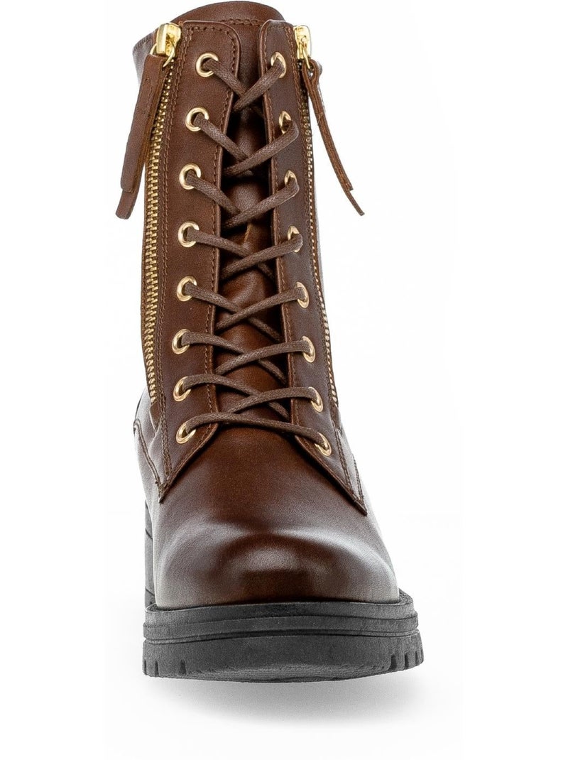 Bottines à lacets  en cuir lisse Marron clair - Kiabi