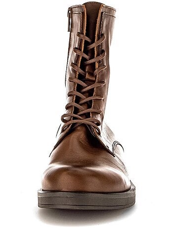 Bottines à lacets en cuir lisse