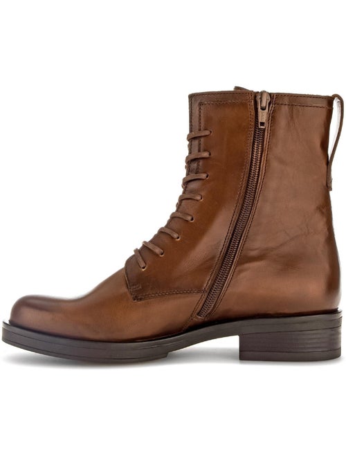 Bottines à lacets  en cuir lisse - Kiabi