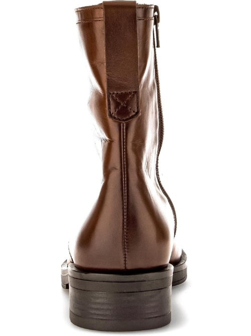 Bottines à lacets  en cuir lisse - Kiabi