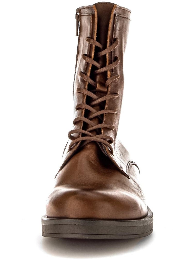 Bottines à lacets  en cuir lisse Marron clair - Kiabi