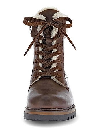 Bottines à lacets en cuir lisse