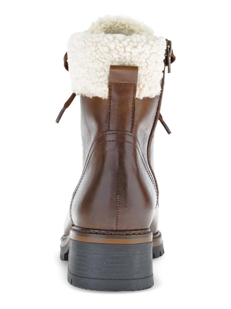 Bottines à lacets  en cuir lisse Marron clair - Kiabi