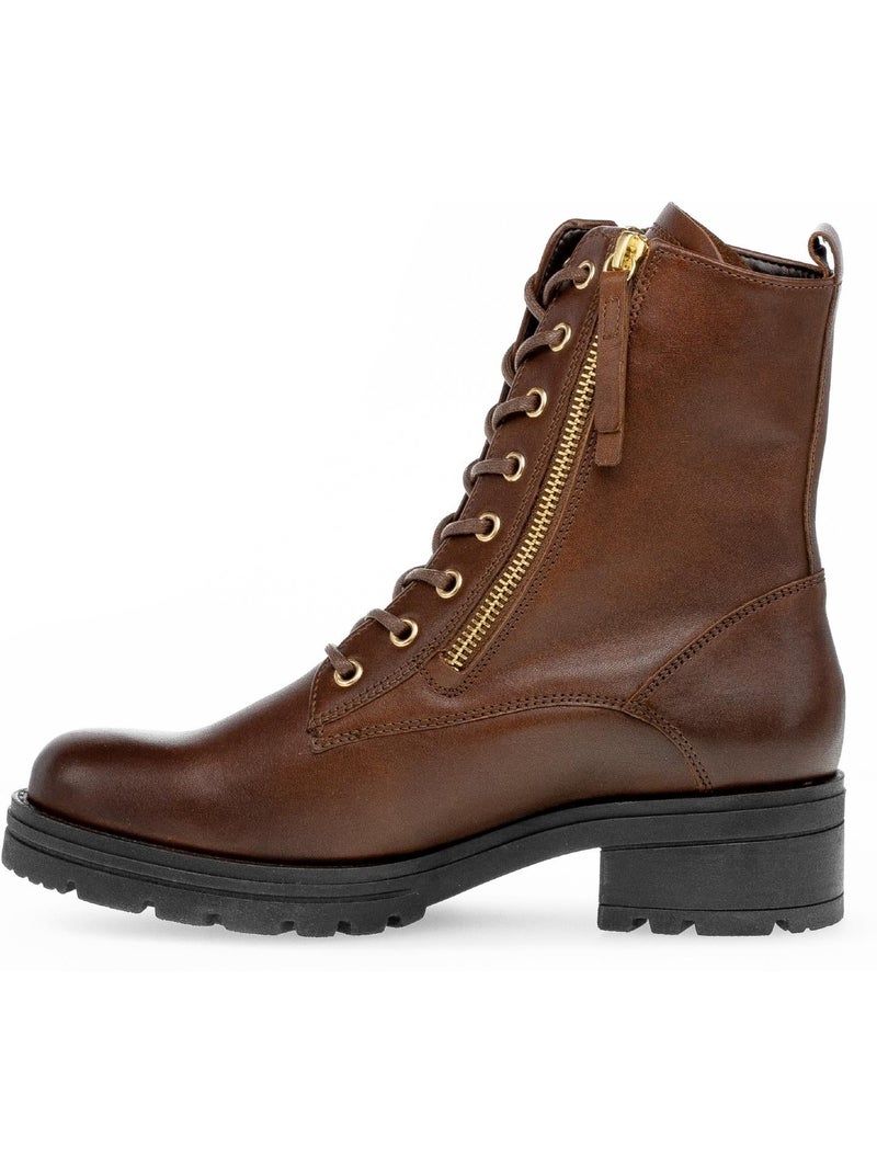 Bottines à lacets  en cuir lisse Marron - Kiabi