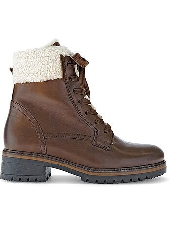 Bottines à lacets en cuir lisse