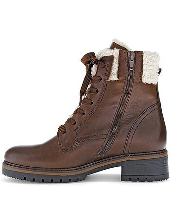 Bottines à lacets en cuir lisse