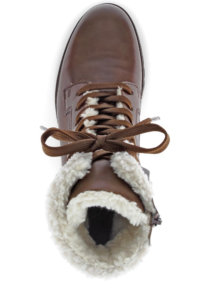 Bottines à lacets  en cuir lisse Marron - Kiabi