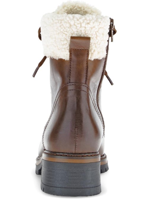 Bottines à lacets  en cuir lisse - Kiabi