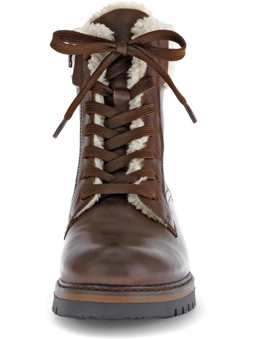 Bottines à lacets  en cuir lisse - Kiabi