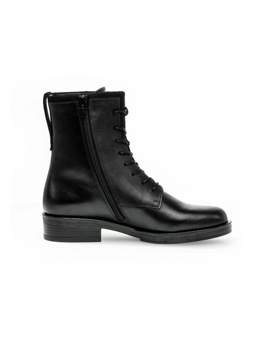 Bottines à lacets  en cuir lisse - Kiabi