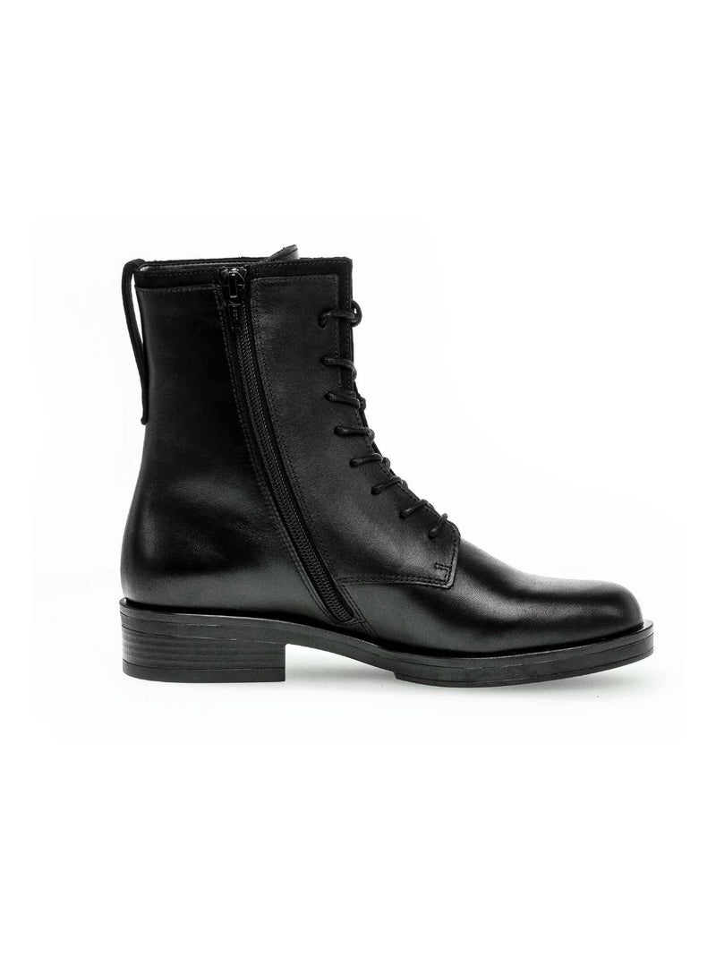 Bottines à lacets  en cuir lisse Noir - Kiabi