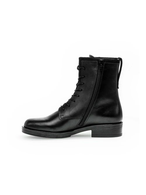 Bottines à lacets  en cuir lisse - Kiabi