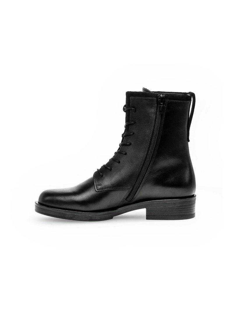 Bottines à lacets  en cuir lisse Noir - Kiabi