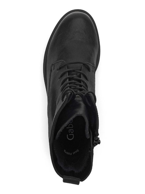 Bottines à lacets  en cuir lisse - Kiabi