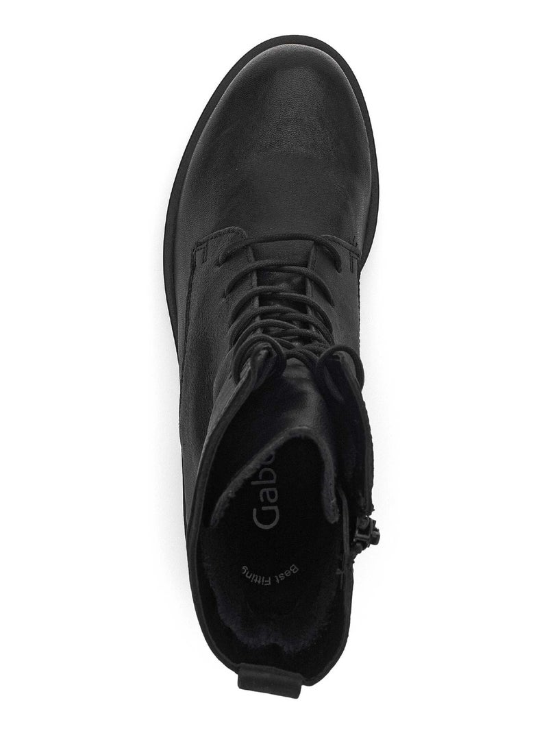 Bottines à lacets  en cuir lisse Noir - Kiabi