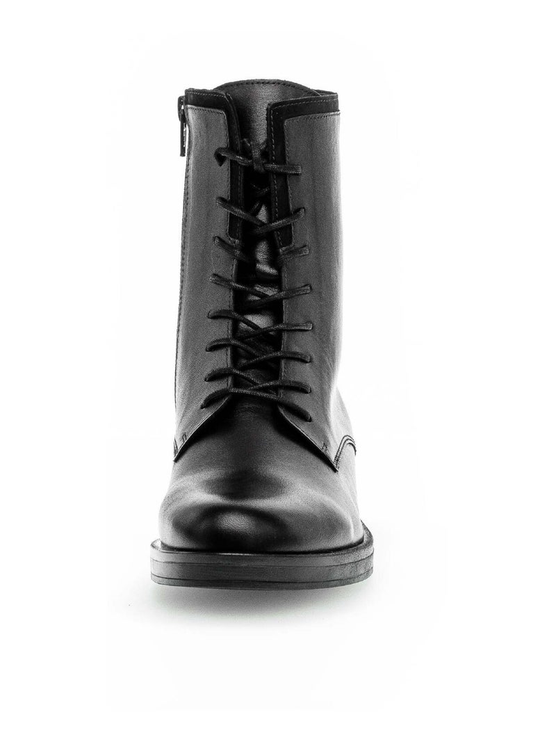 Bottines à lacets  en cuir lisse Noir - Kiabi