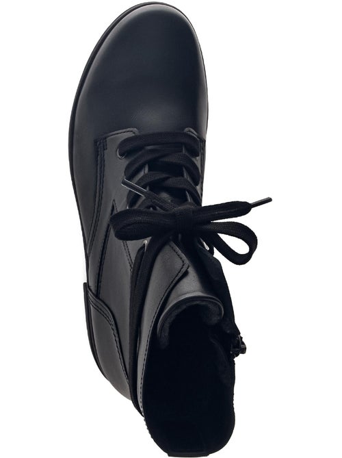 Bottines à lacets  en cuir lisse - Kiabi